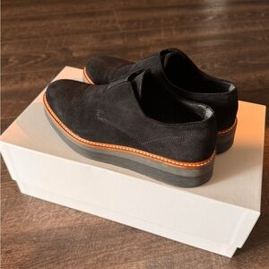 Black and Orange Slip-On Loafers with Cushioned Sole